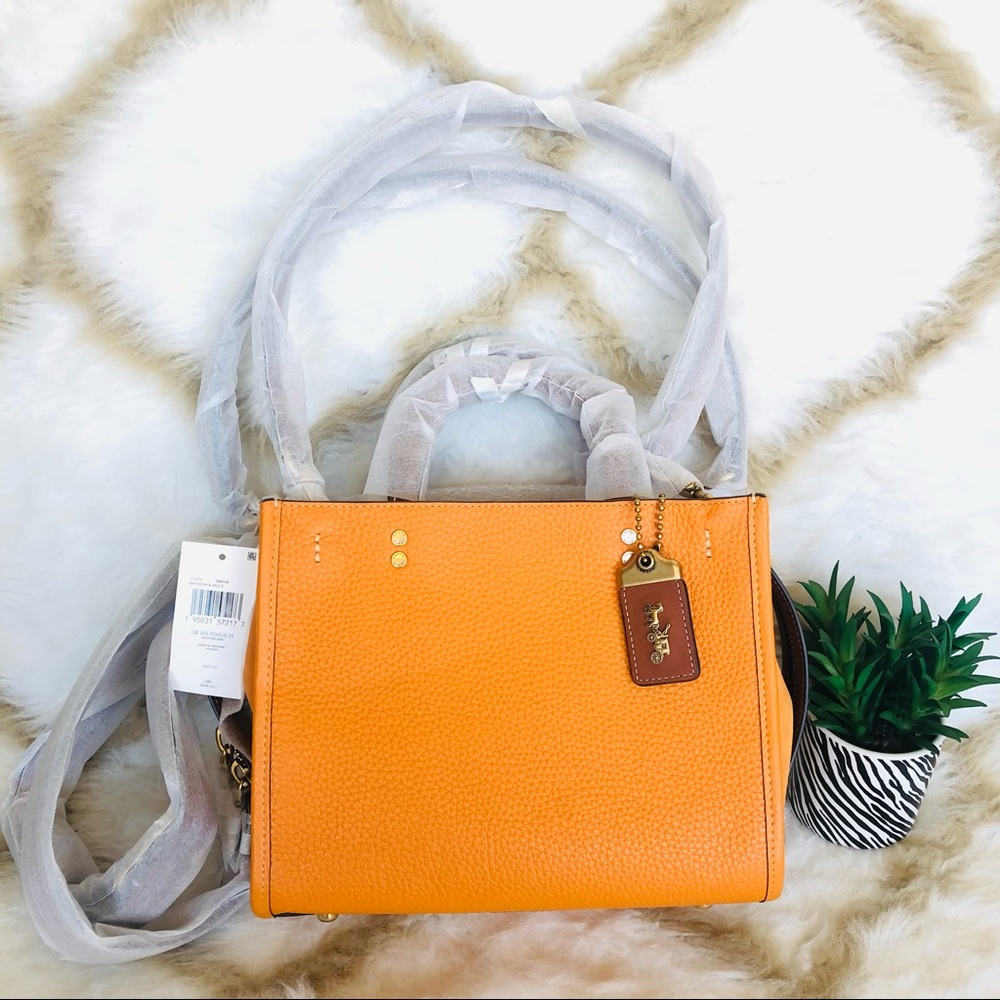 Authentic Brand New Coach Rogue 25 C5575 In Colorblock Brass/Papaya Multi - Picture 2 of 15